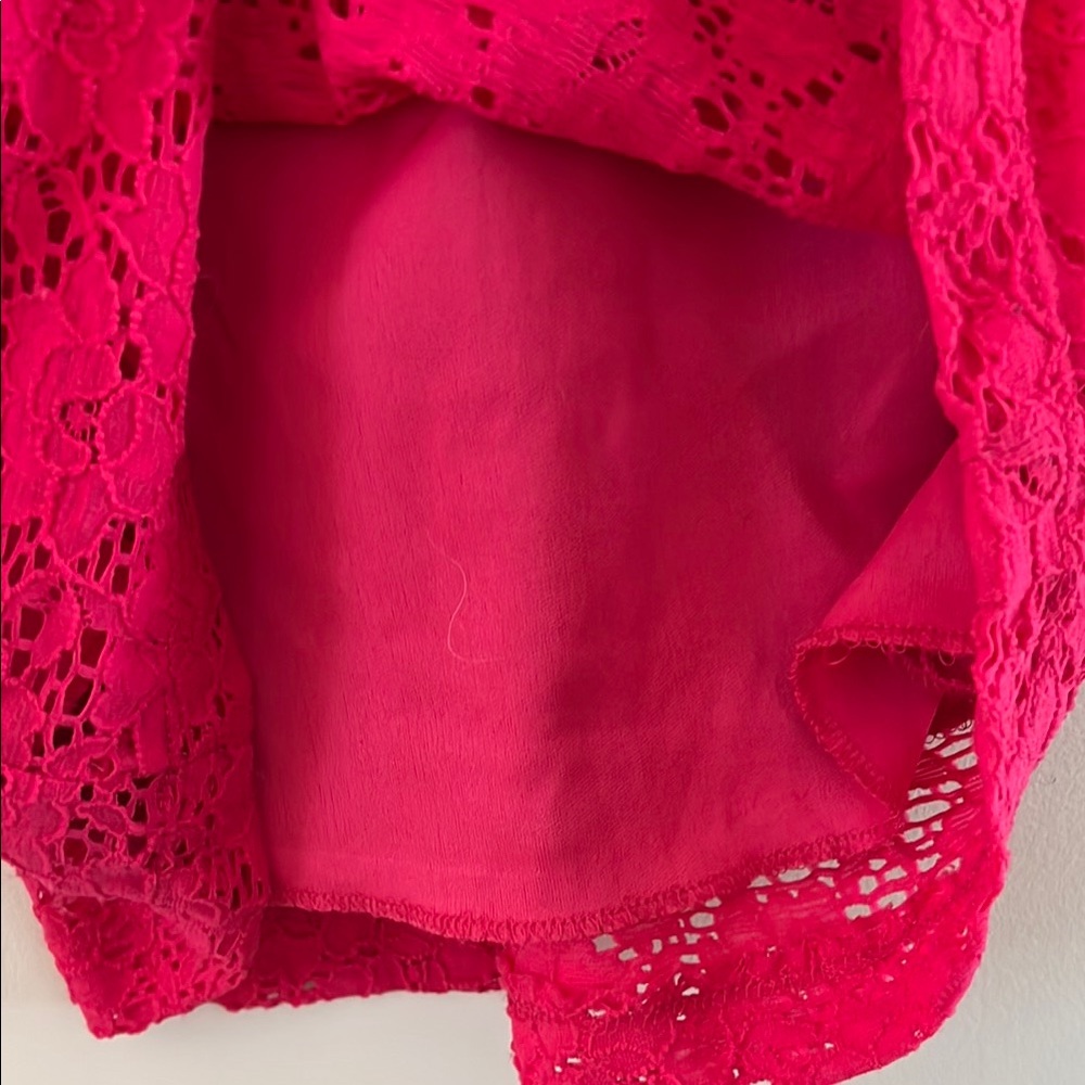 2B Bebe Fuchsia Lace Midi Dress Size L - Picture 7 of 12